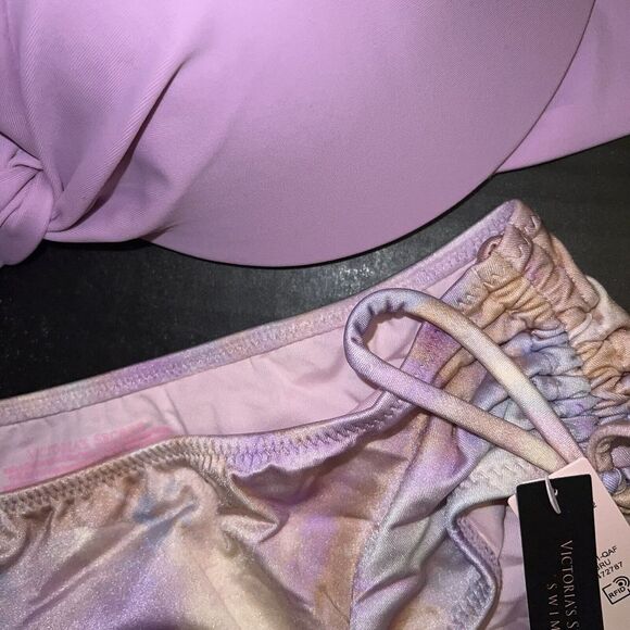 Victoria's Secret 36DD BIKINI M high-waist Bottom Pink LILAC PURPLE ombre - Picture 8 of 9
